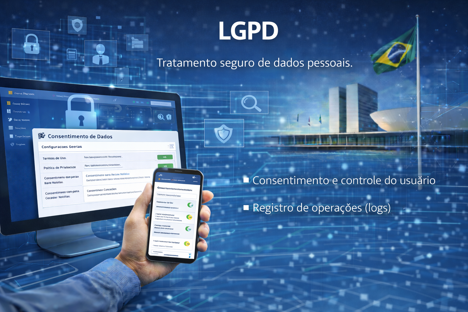 Gerenciamento de consentimento de dados LGPD